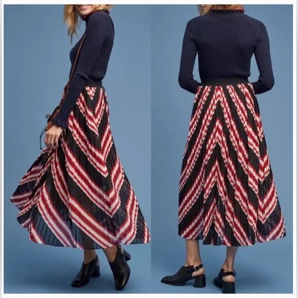 Anthropologie Dresses & Skirts - NEW Just Female Striped Pleated Coline Skirt